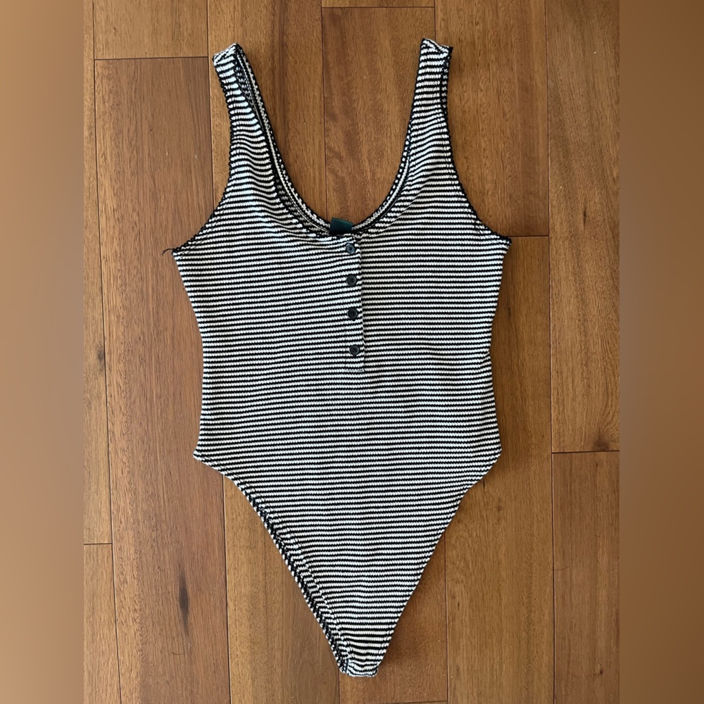 Wild Fable Monochrome Striped Bodysuit